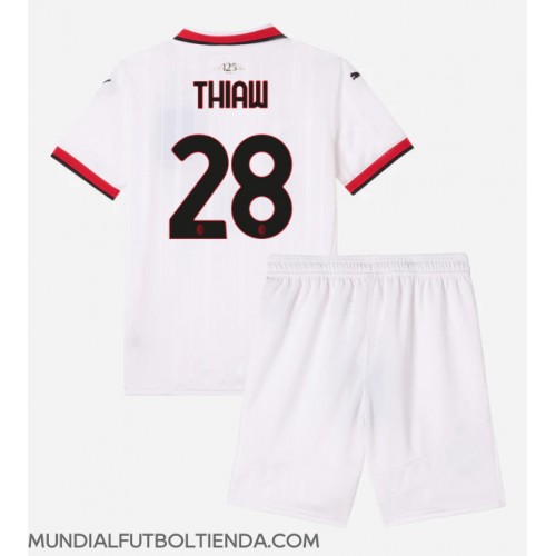 Camiseta AC Milan Malick Thiaw #28 Segunda Equipación Replica 2024-25 para niños mangas cortas (+ Pantalones cortos)